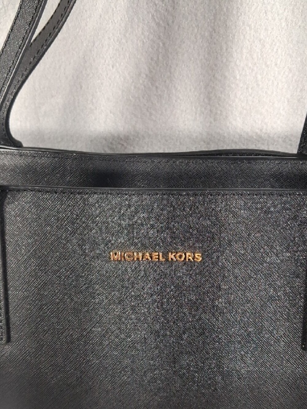 Michael Kors Black Saffiano Tote with Gold Logo - Picture 2 of 11